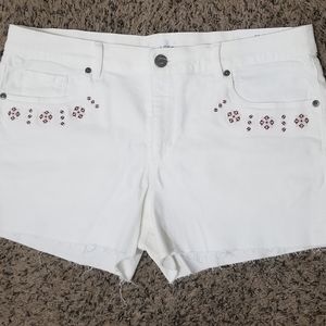Loft white cut off raw edge shorts